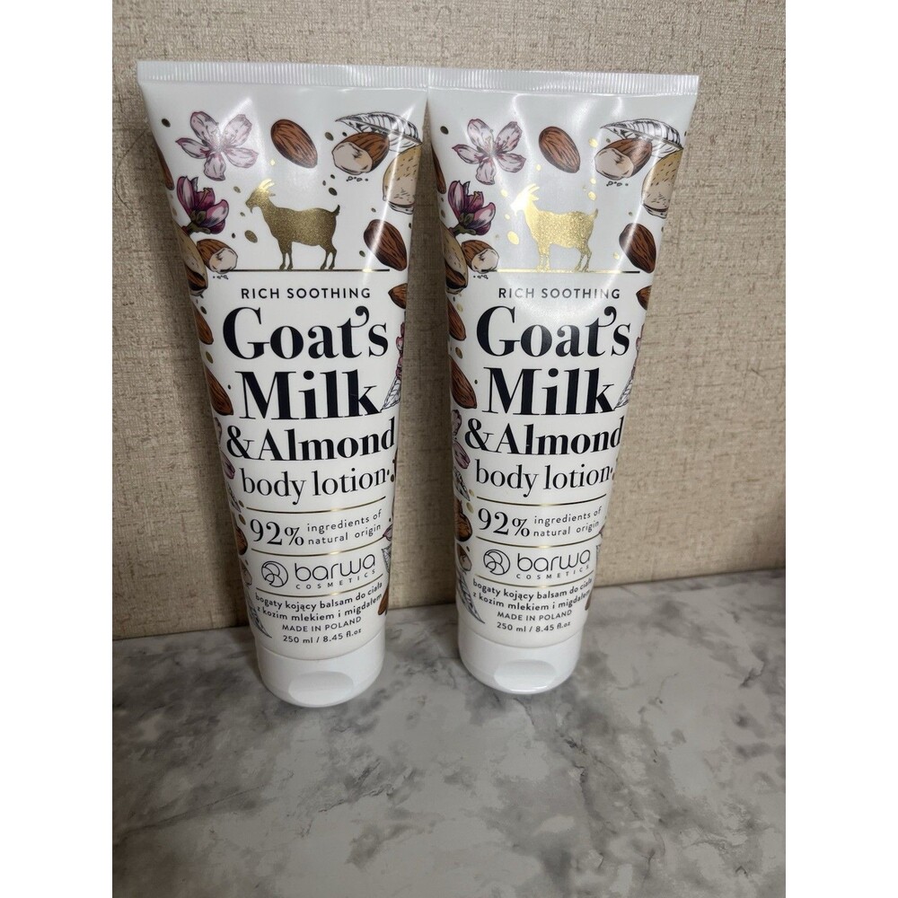 Set Of Two Barwa GOAT’s Milk Almond Body Lotion 92% Natural Origin Ingredients